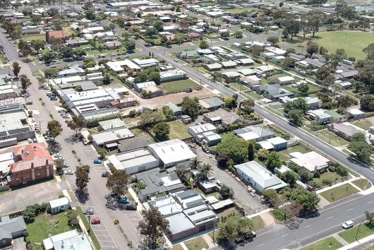 Aerial photograph of the centre of Heyfield Victoria