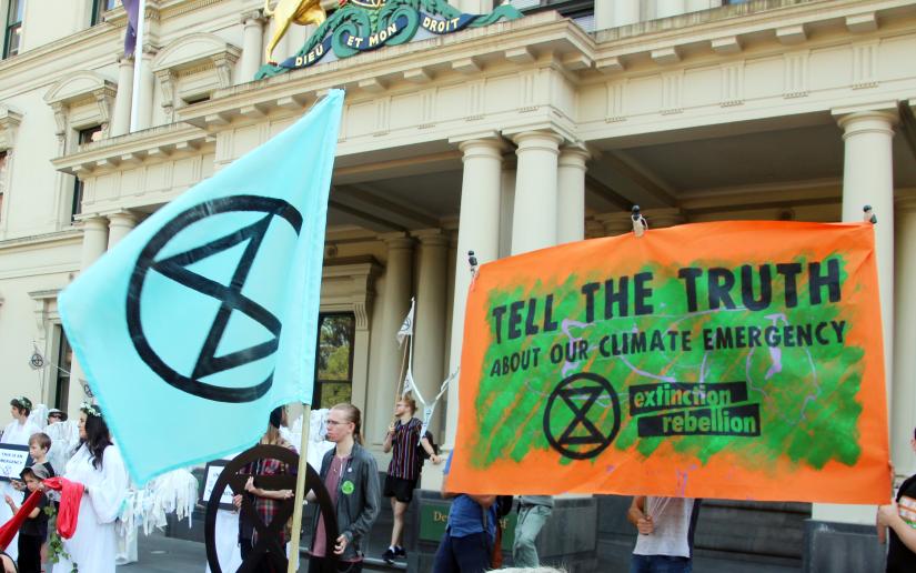 Outside Victorian State Government offices - Extinction Rebellion Declaration Day Melbourne March 22, 2019. Picture by John Englart on Flickr, CC BY-SA 2.0 