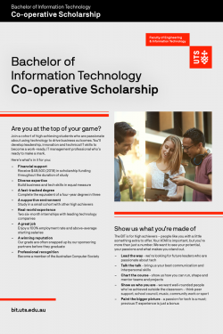 Cover of the UTS Bachelor of Information Technology flyer