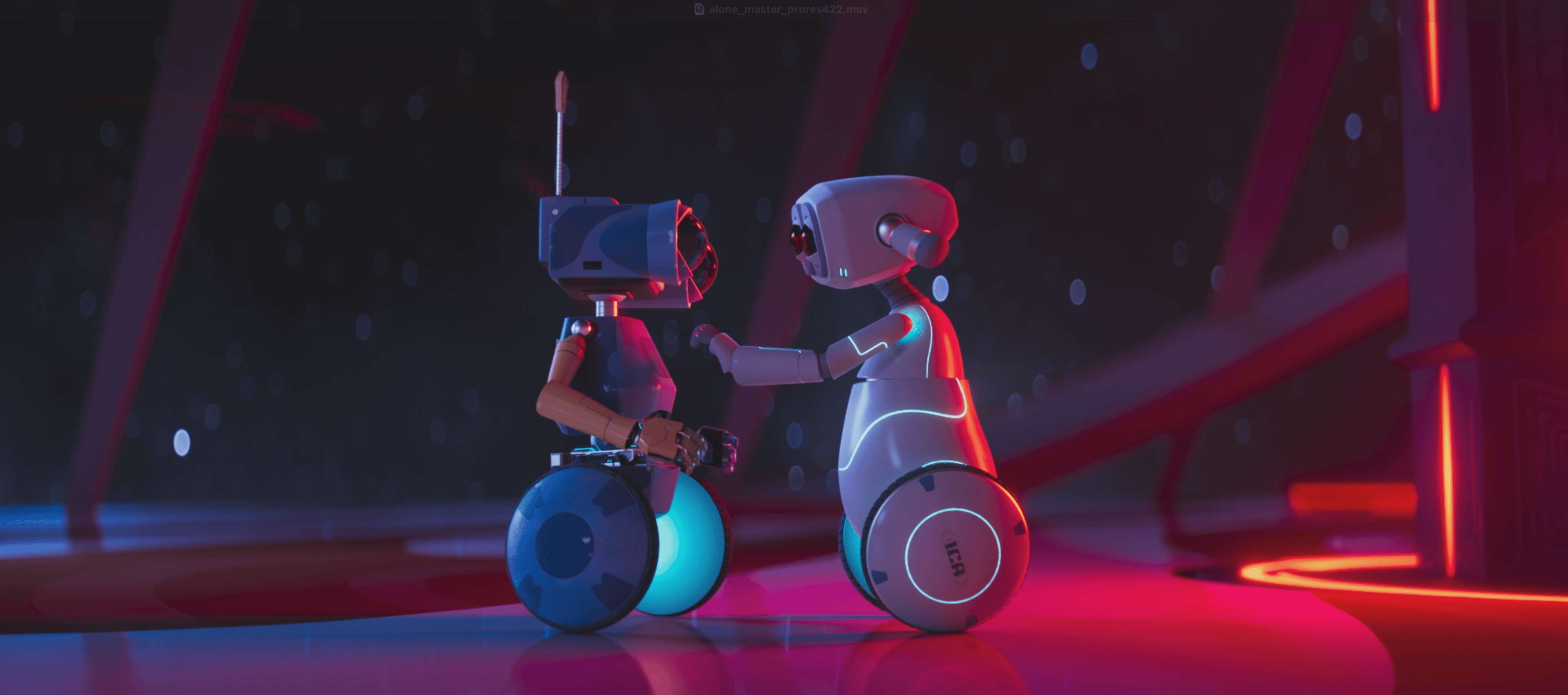 Still from the award-winning animated short film Alone