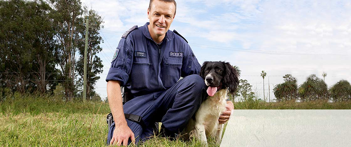 Policeman with dog