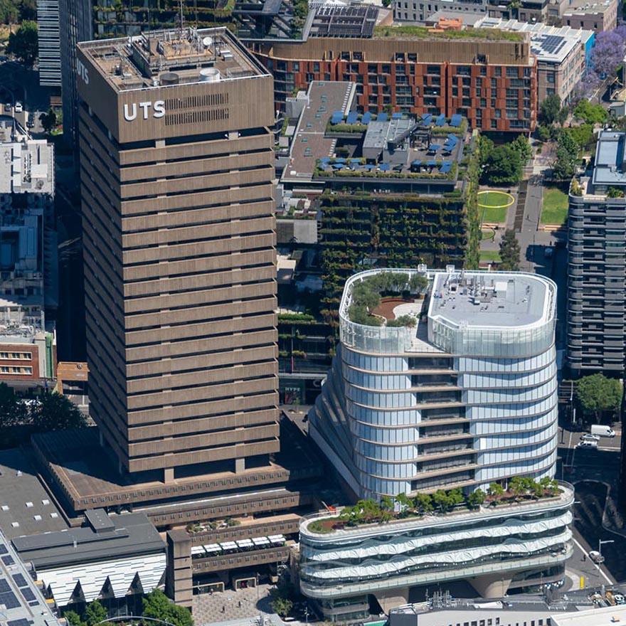 Aerial view of UTS buildings