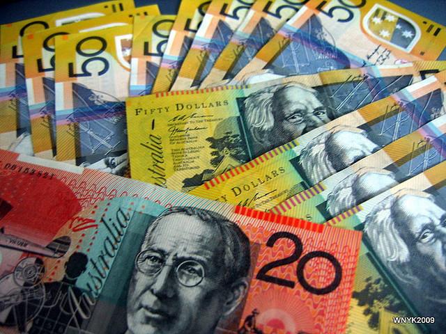 A pile of Australian dollars