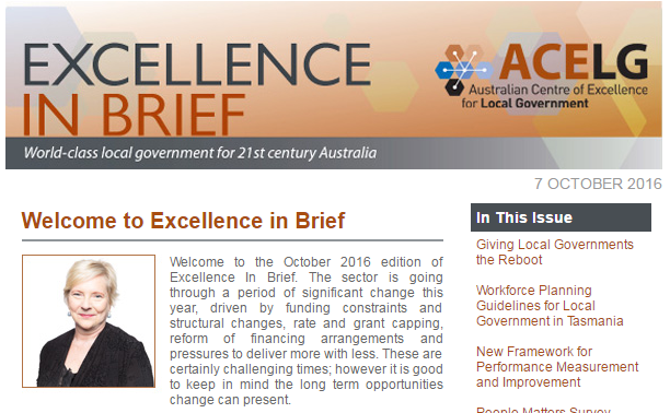 A screenshot of the ACELG newsletter