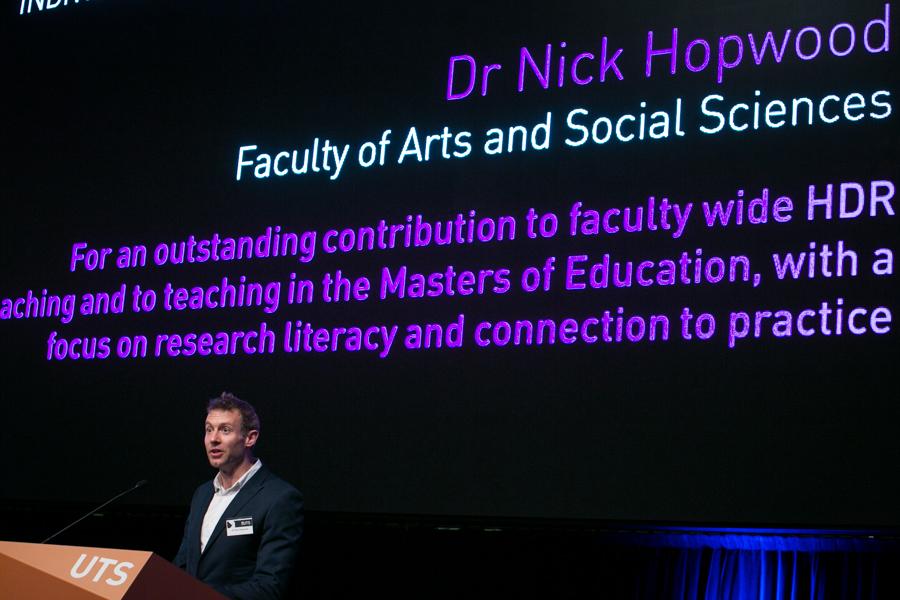 Dr Nick Hopwood, winner of the Indiviual Teaching Award