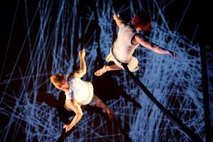 Two dancers performing in Stalker Theatre's 'Encoded'