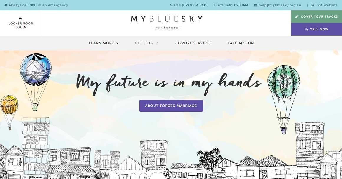 Screenshot of My Blue Sky website