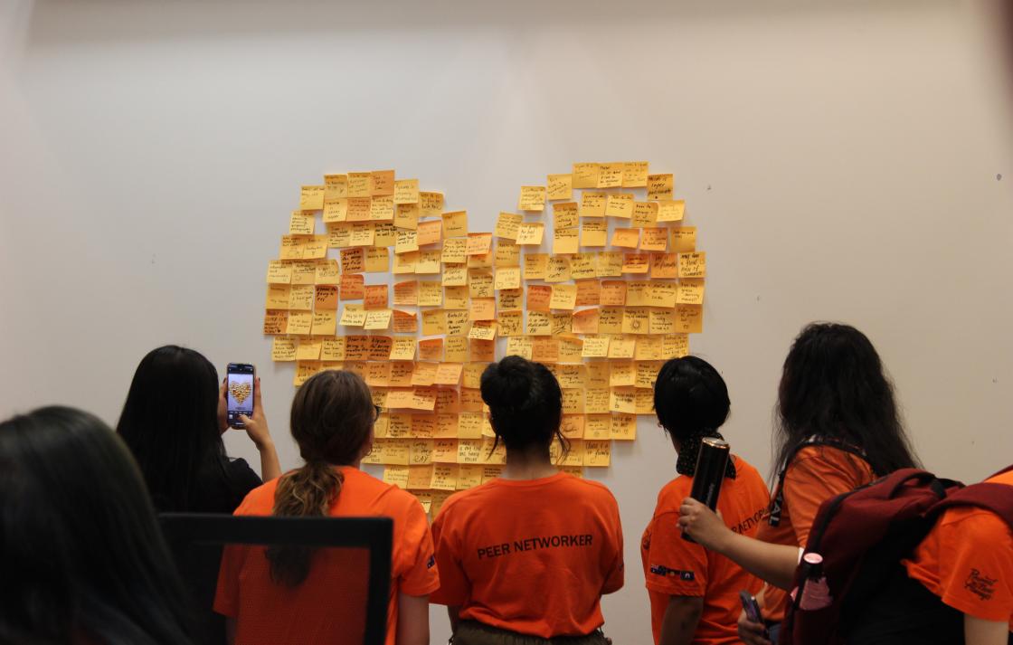 Peer Network heart made of sticky notes
