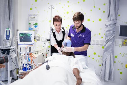 UTS nursing student training in clinical setting