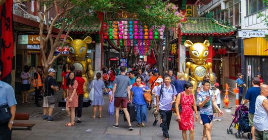 People gather in Sydney's Chinatown