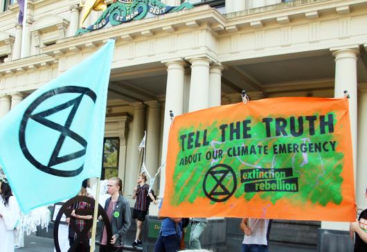 Outside Victorian State Government offices - Extinction Rebellion Declaration Day Melbourne March 22, 2019. Picture by John Englart on Flickr, CC BY-SA 2.0 