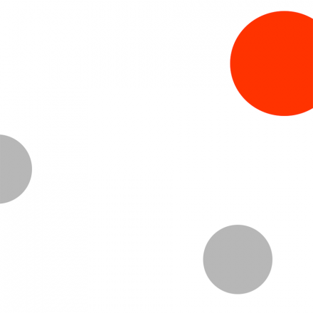 white background with two grey circles and one red circle