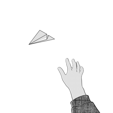 Handing throwing paper plane