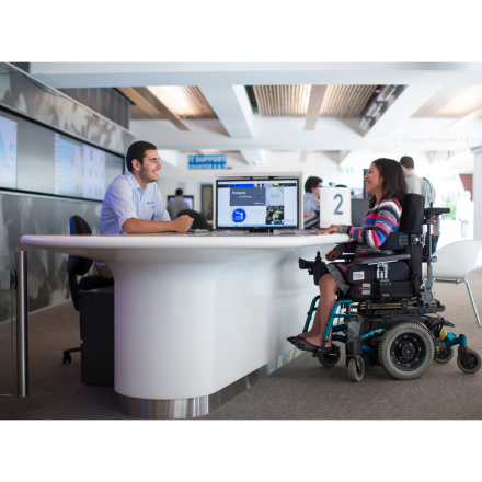 Accessibility advisor working with disabled student