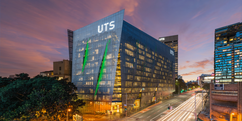 UTS Engineering and IT building at dusk