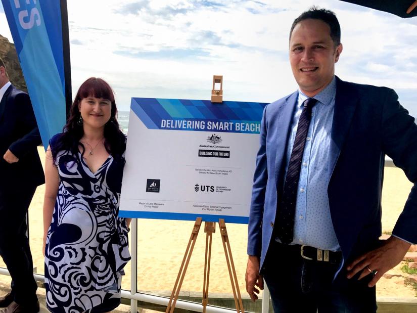 Claire Chaikin-Bryan and Northern Beaches Council CIO Nathan Rogers at the Smart Beaches Project Launch