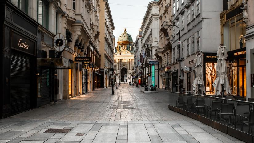 Empty shopping street in Italy