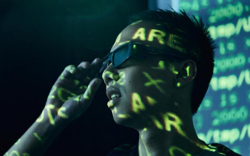 Data projected onto a student while wearing 3D glasses