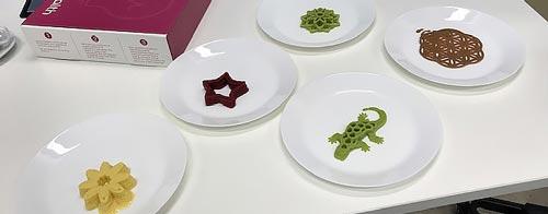 3D printed food on plates