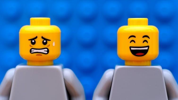 happy and anxious lego faces