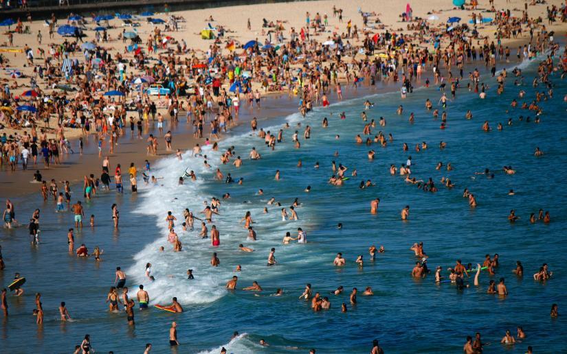 Australians enjoying themselves at the beach