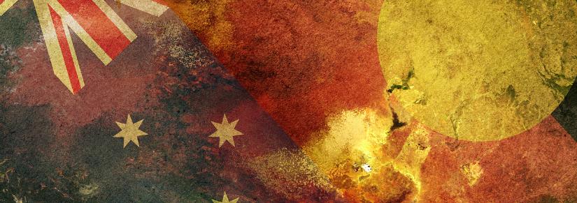 Aboriginal flag and Australian flag