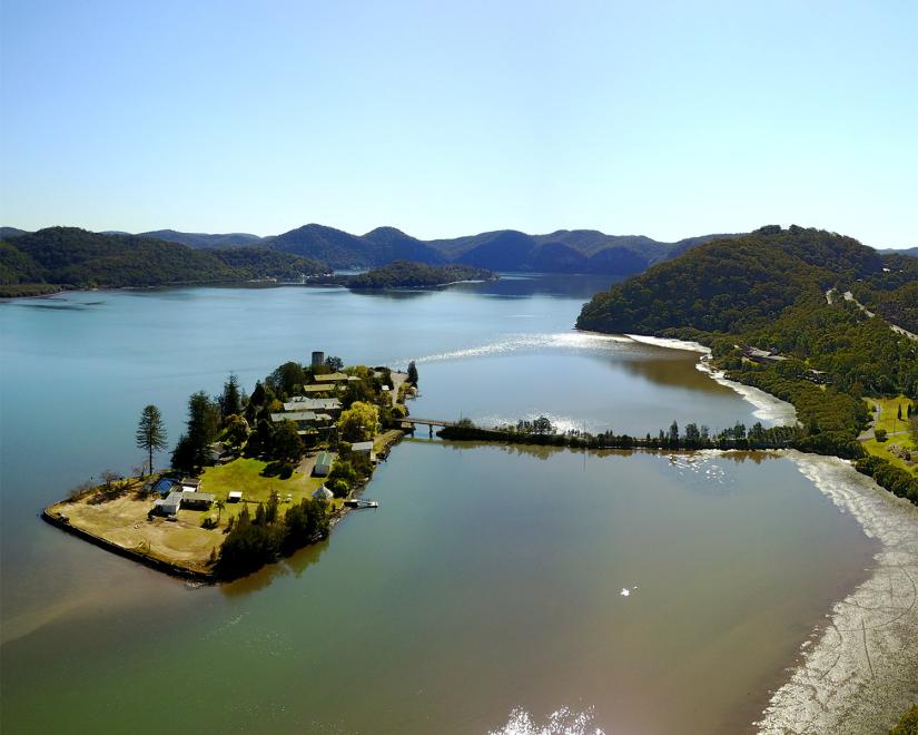 An aerial view of Peat Island on the Hawkesbury River north of Sydney, from 1911 to 2010 a NSW Government-run disability institution. Picture by Hpeterswald via Wikimedia Commons, CC BY-SA 4.0.