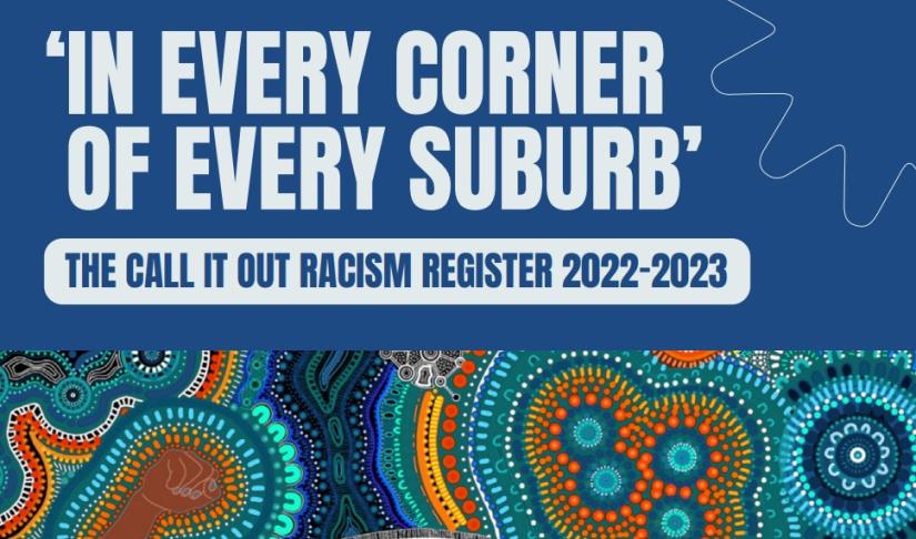 Cover of the Report: ‘In every corner of every suburb’: The Call It Out Racism Register 2022-2023