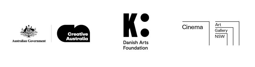 Logos for Creative Australia, Danish Arts Foundation and AGNSW Cinema
