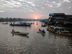 Lok Baintan traditional floating market in Martapura river at dawn