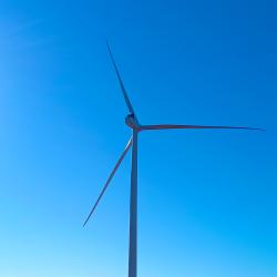 Wind turbine, blue sky