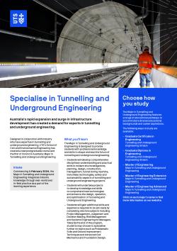 Cover of UTS Tunnelling Underground Engineering postgraduate flyer