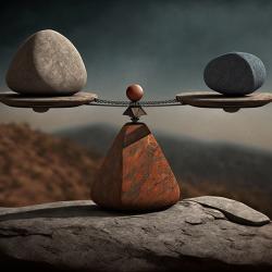 Scale balancing two stones