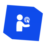 Icon - Person holding globe with click cursor