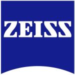 Zeiss logo white text on blue background