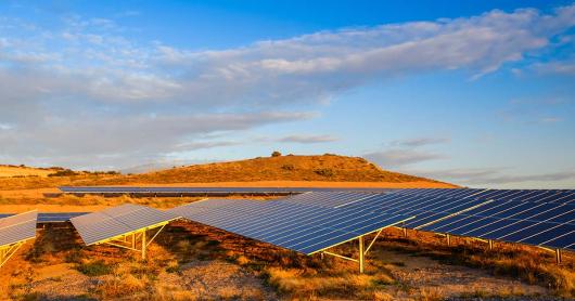 A wide view of a solar farm in regional SA
