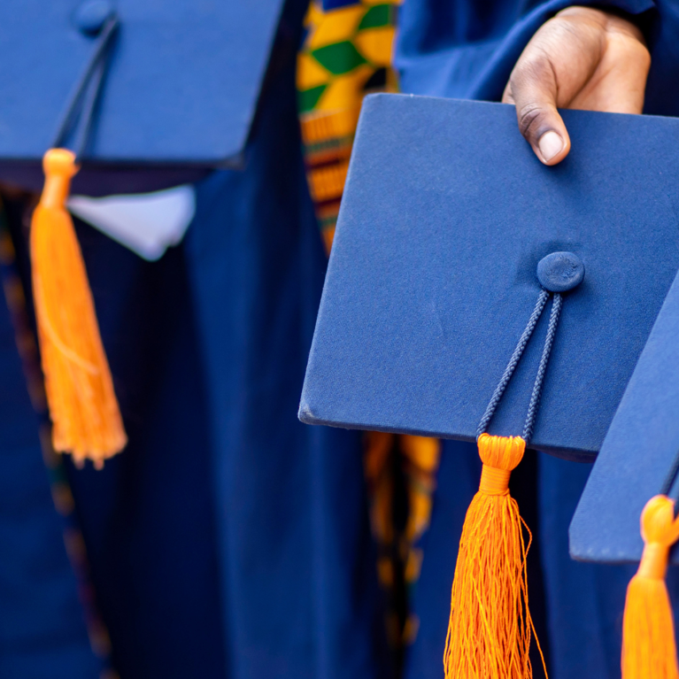 African University graducation cap and gown