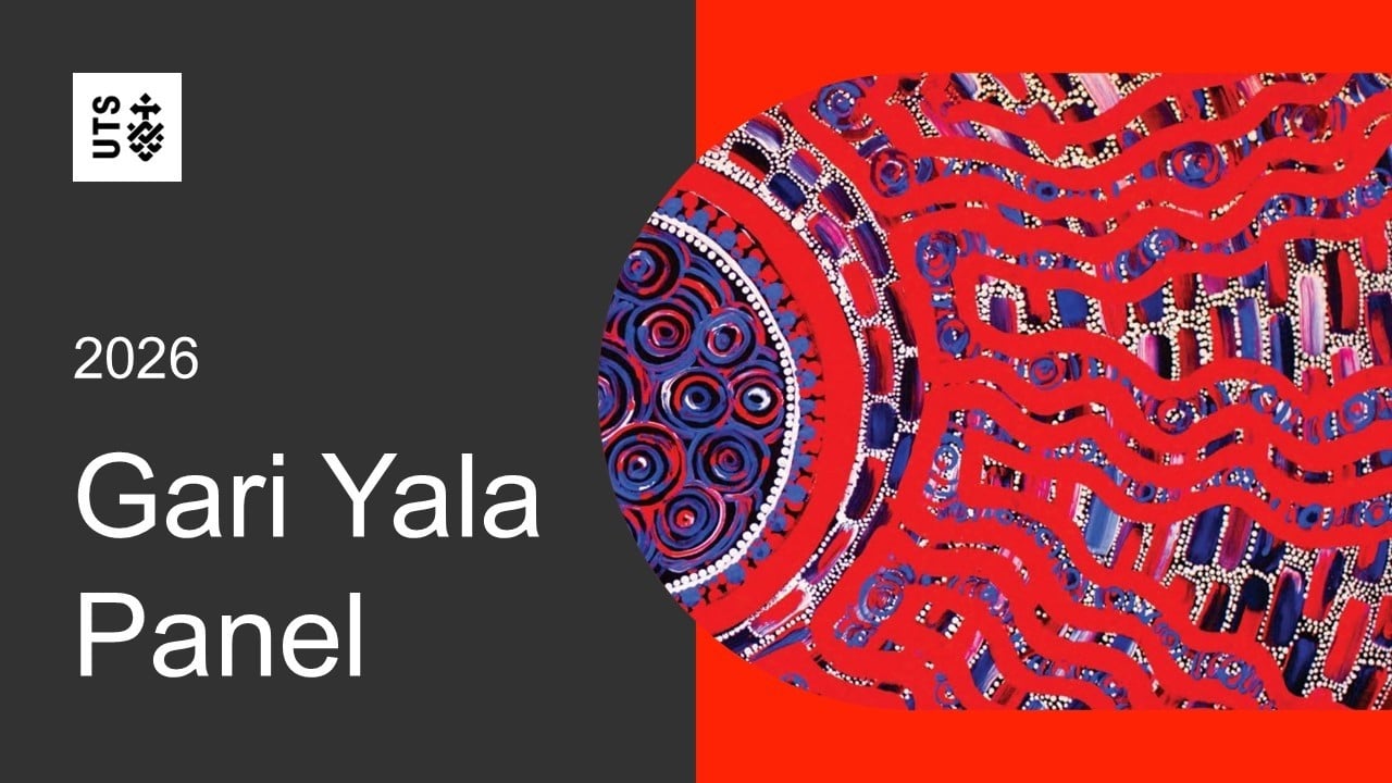 2026 Gari Yala Panel with UTS logo and Speaking Truth graphic