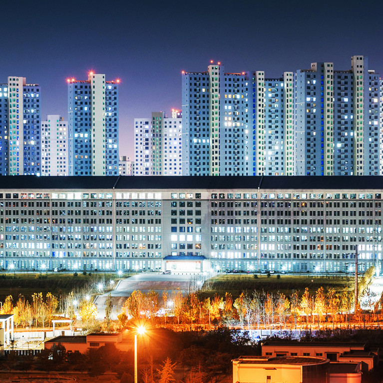 Nighttime view of Sydney Smart Technical College in Qinhuangdao, China