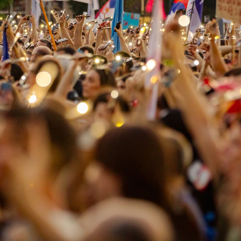 Students protest against the government in Serbia. Picture by Roman_23203/Adobe Stock