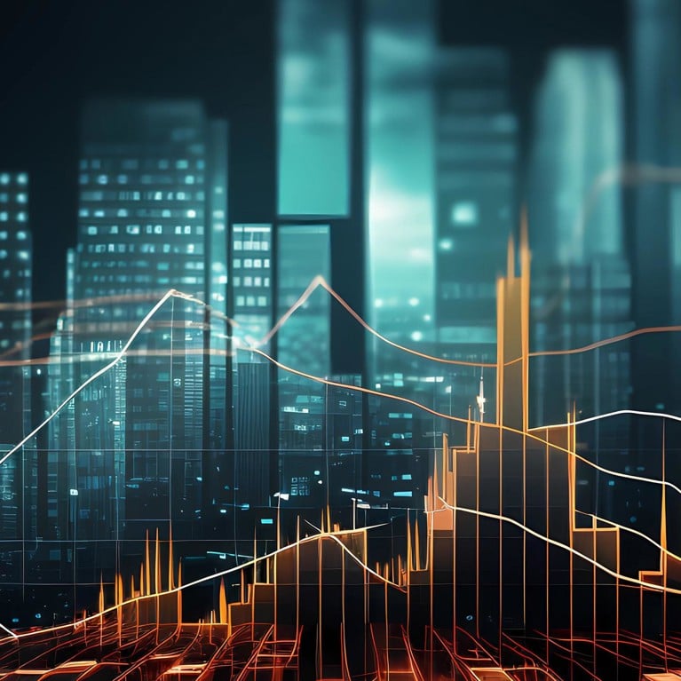Business and financial stock market, economic graph with diagrams, business investment and stock trading on dark background