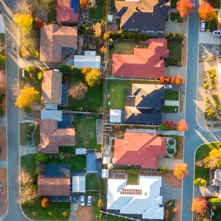 Aerial view of an Australian suburb