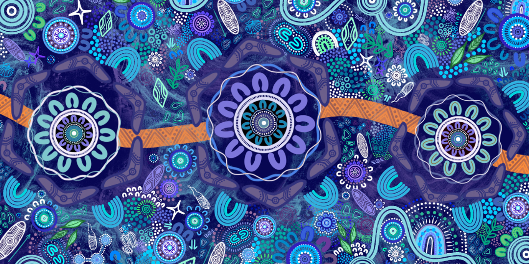 Blue and purple Indigenous artwork – ‘dhiirra-y’ by Kirsten Gray