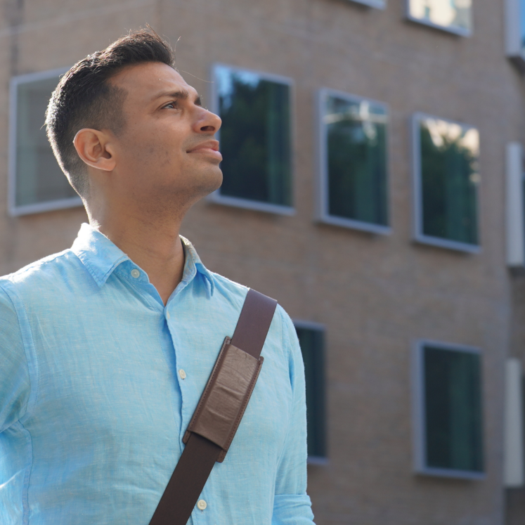 International Student in front of UTS Business School