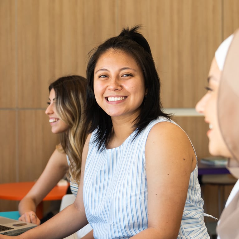 Smiling female student.