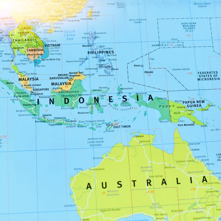 Map of Australia and South East Asia. Picture: Adobe Stock