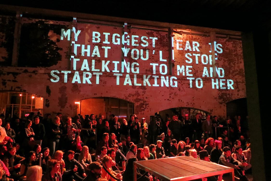 Writing projected on a wall