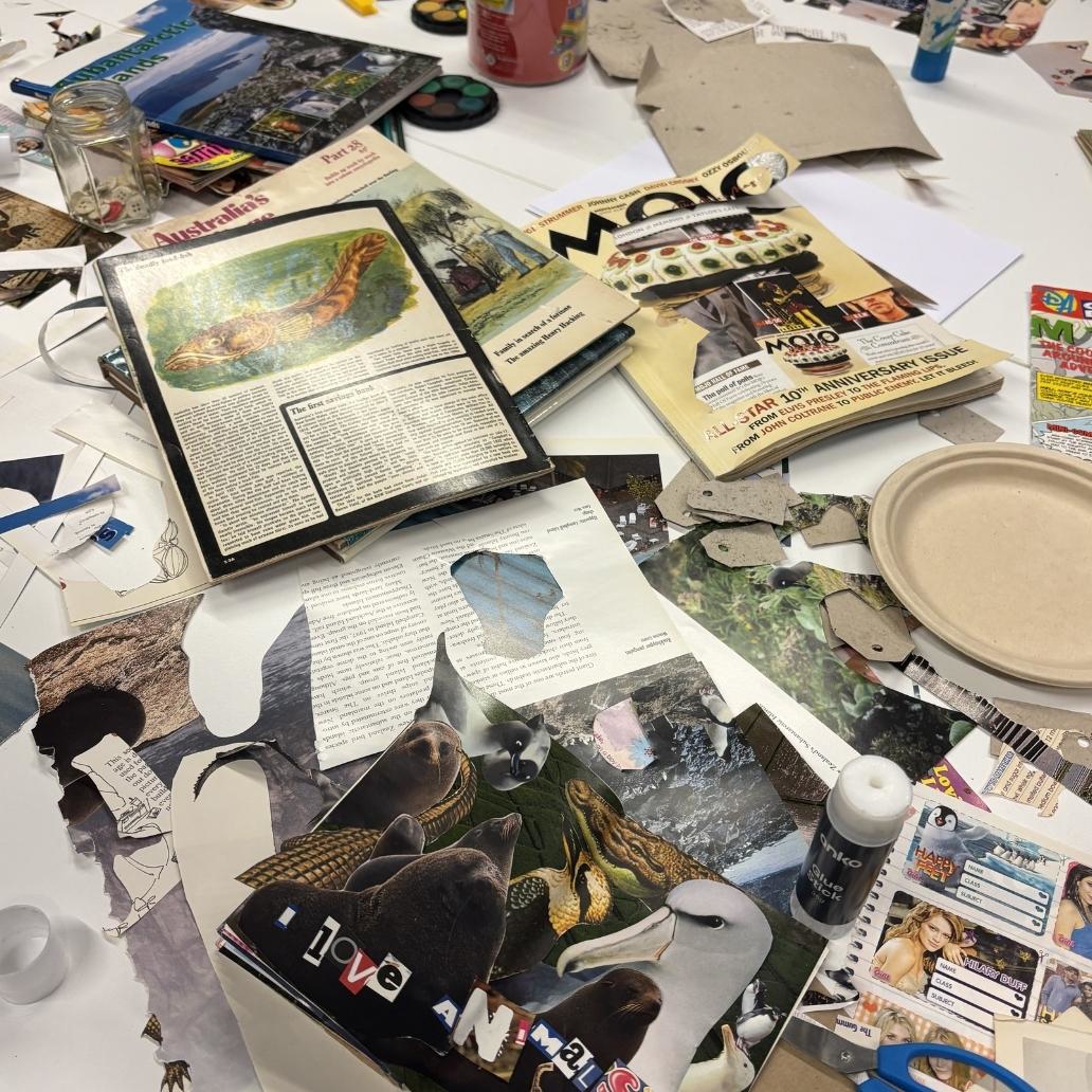 Table laid out with sustainable collaging materials