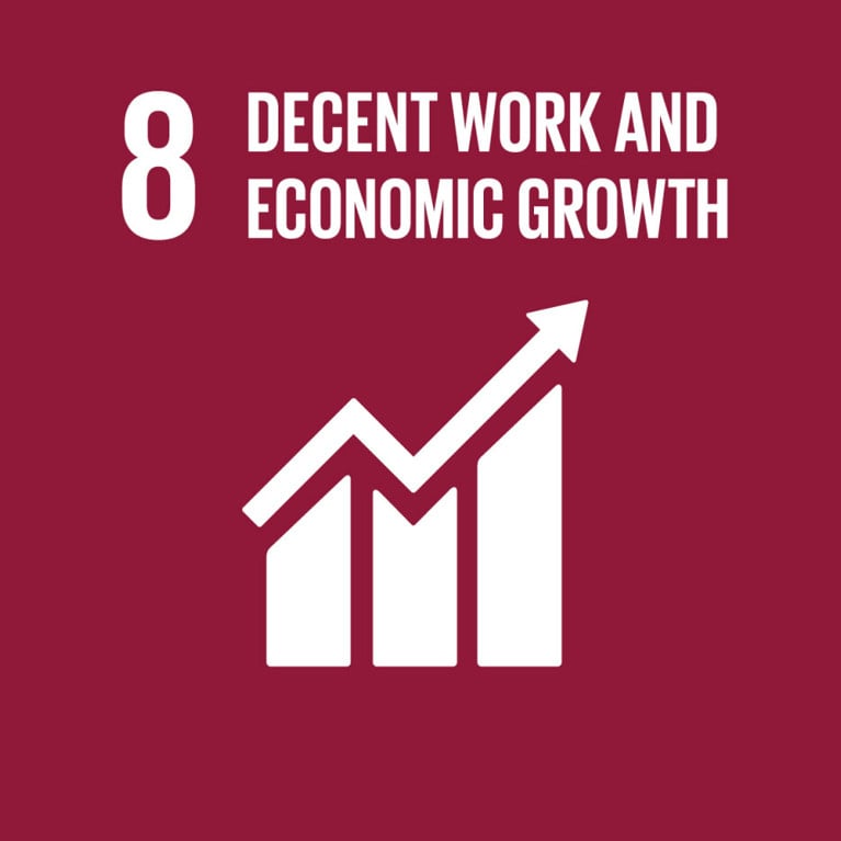 White text and a rising bar graph icon on a maroon background represent