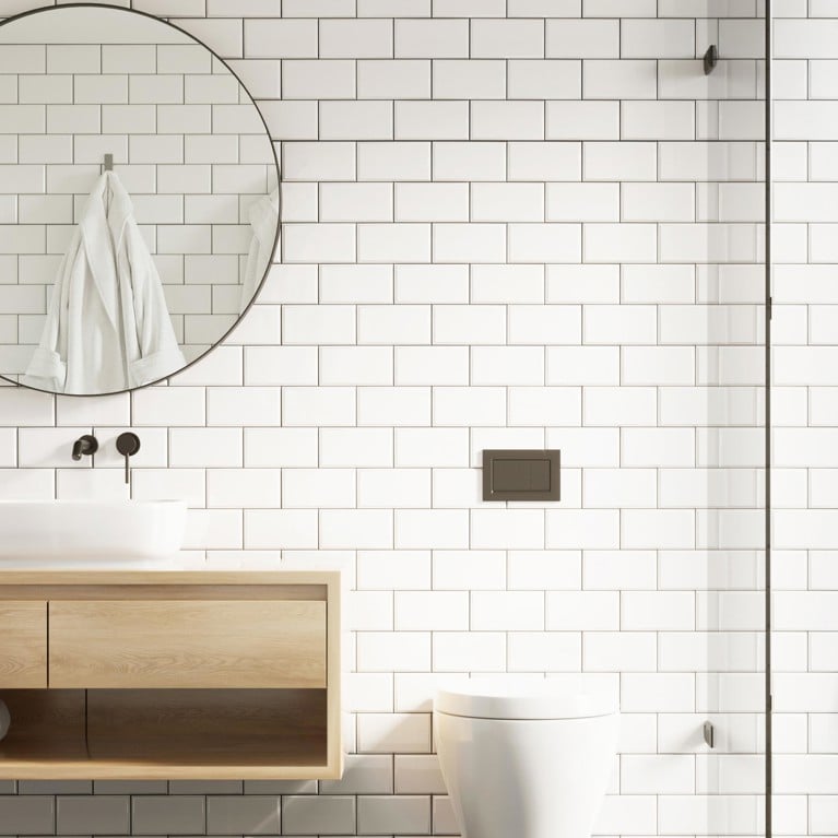 Photo of bathroom with white tiles